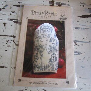 Mr. Snowman Door Stop Embroidery Bird Brain Designs